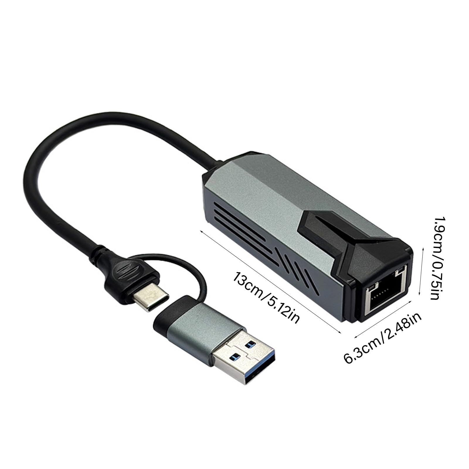 Adattatore Ethernet da USB C a RJ45 10Gbps alloggiamento in alluminio dissipazione del calore Design Plug & Play per laptop/tablet/telefono USB tipo C Gigabit Ethernet Adapter