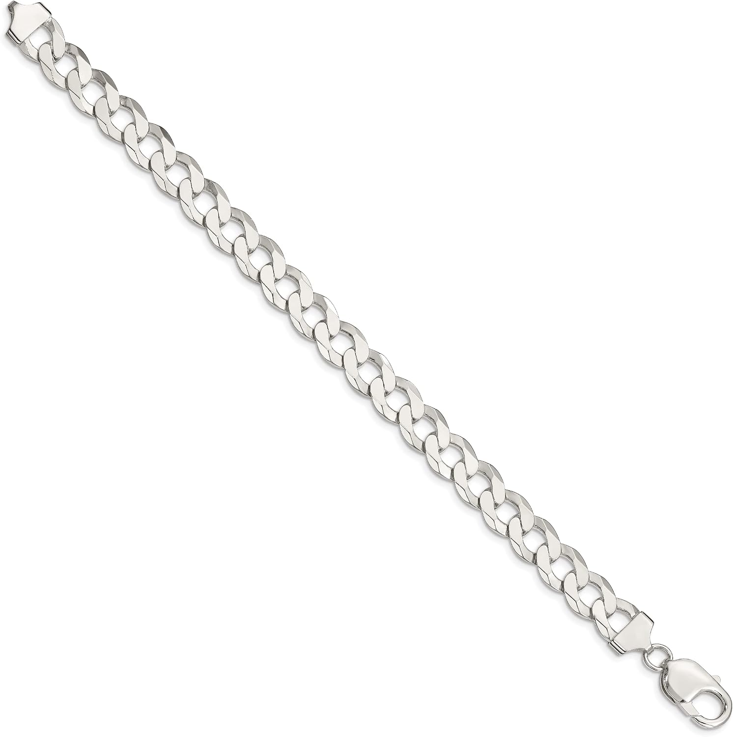 IceCarats 925 Sterling Silver 9.75mm Chunky Curb Chain Flat Link Bracelet Polished