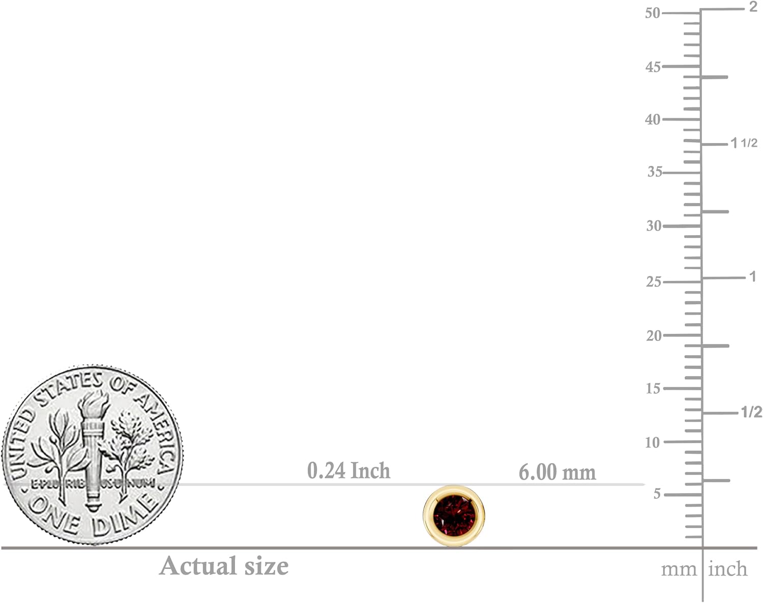 Dazzlingrock Collection Round Gemstone & Natural Diamonds Ladies Rubover Bezel Solitaire Stud Earrings in Available in Various Gemstones & Metal 10K/ 14K/ 18K Real Solid Gold - Image 5