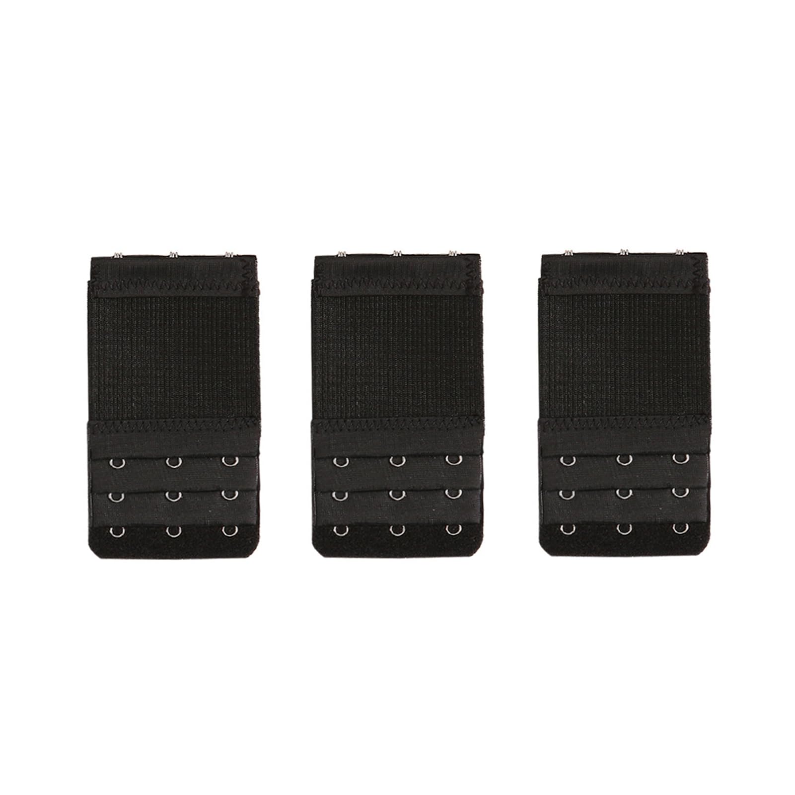 Yesmin Women's Black Pack Of 3 Bra Strap Extenders Extensions Elastic Extender Set 3 Hooks (Black)