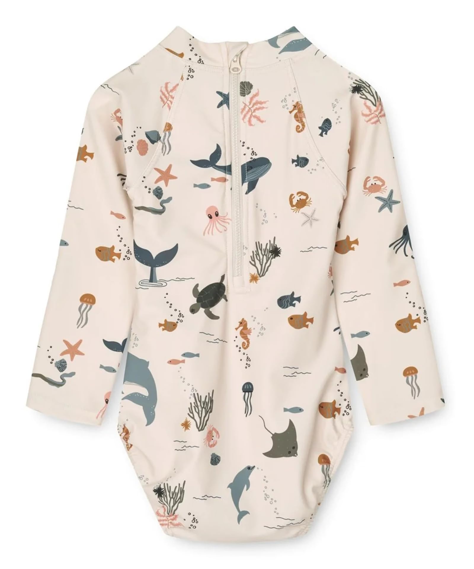 LDIOIF Toddler Girls One Piece Swimsuit Long Sleeve Bathing Suit Zipper Rash Guard Dolphin Swimwear with Snaps 18-24M UPF50+