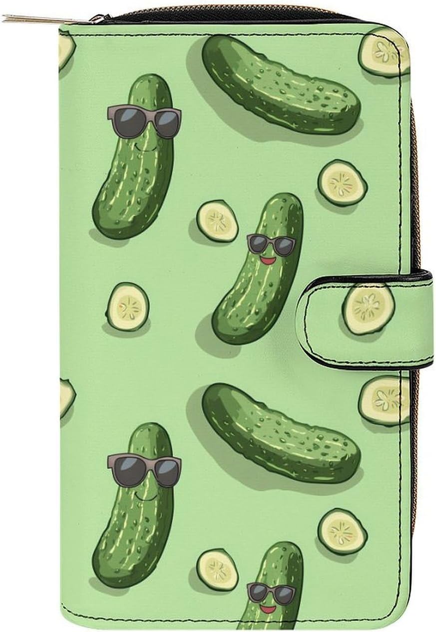 Cute Pickle Women's Long Wallet Leather Large Capacity Wristlet Clutch Purse Wallets