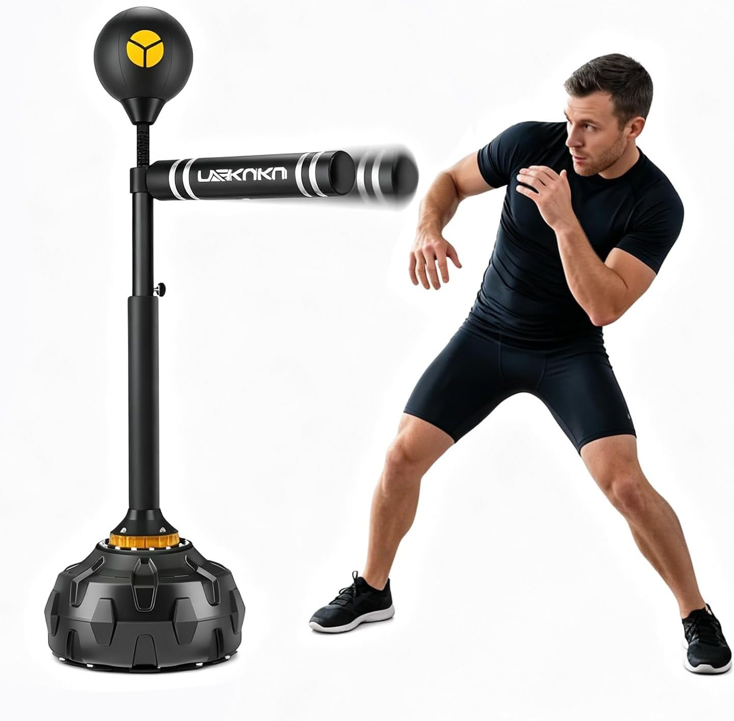 Freestanding Reflex Bag,360° Punching Bag Spinning Bar with Stand,Height Adjustable for Boxing Speed Trainer- for Adults & Teenagers.