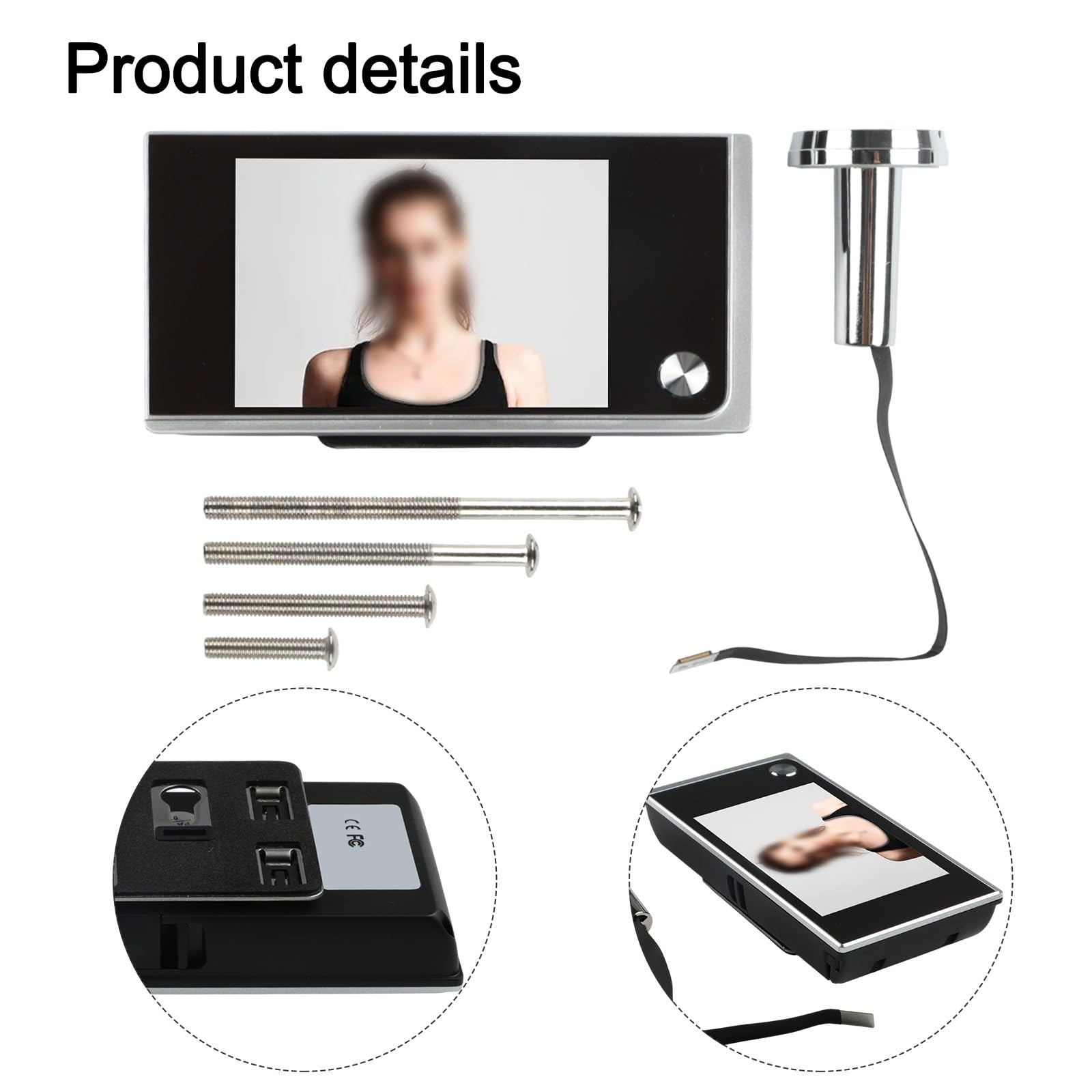 Spioncino digitale wireless per porta, con monitor HD da 3,5 pollici, 720p, visione grandangolare a 120°, telecamera di sicurezza anti-effrazione per ingresso domestico, monitoraggio 24