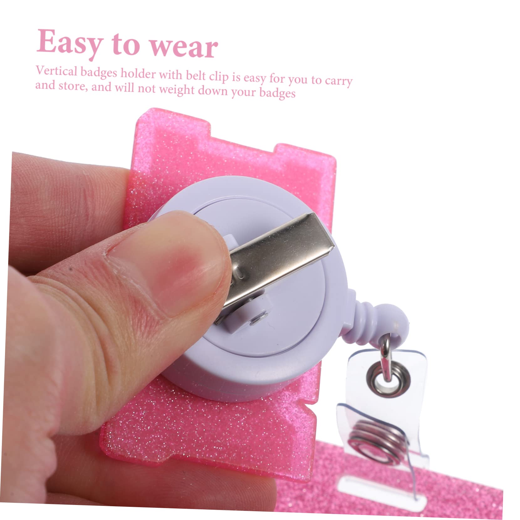 5 Pezzi Porta Badge Glitterato Alla Moda Per Porta Badge Retrattile Con Clip