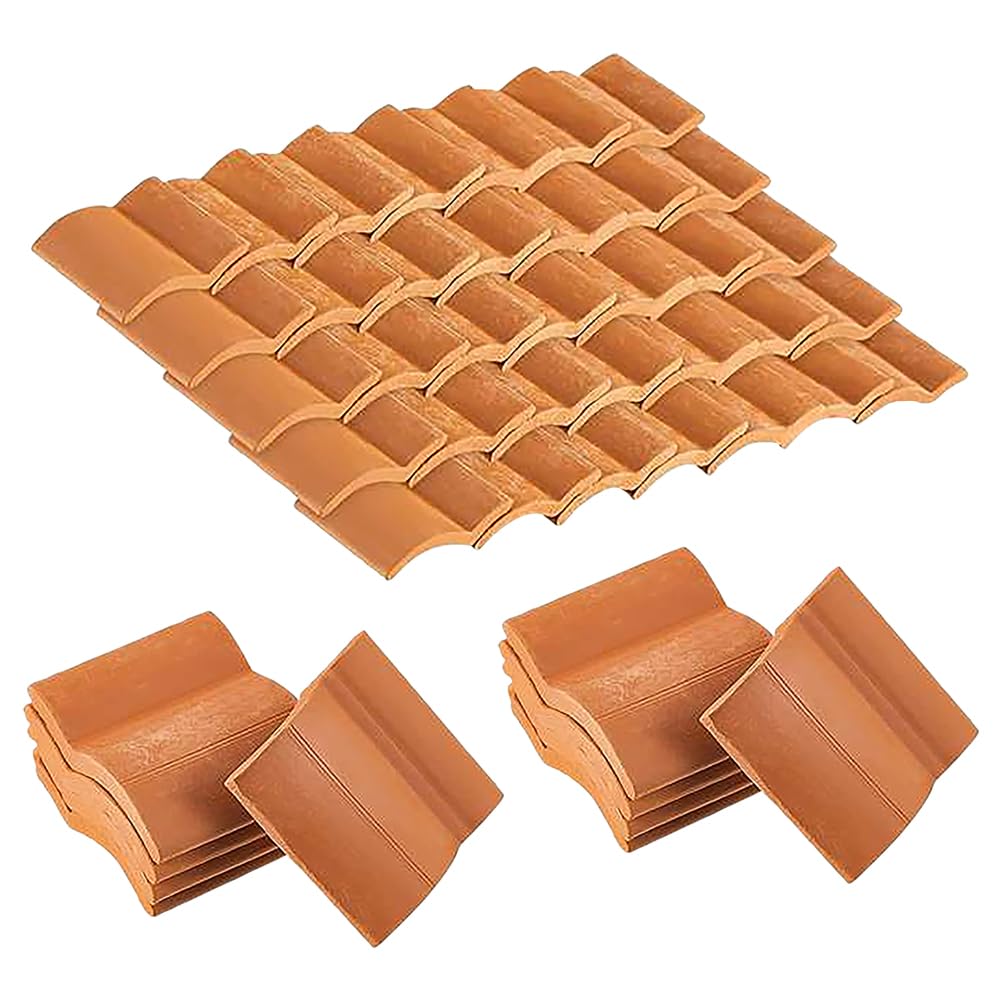 120 Pcs Miniature Doll House Roof Tiles Small Craft Roof Shingles Clay Roofing Tile Tiny Garden Roof Tiles Mini Dollhouse Shingles Model House Building Supplies for DIY Projects