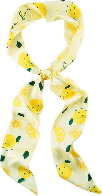GERINLY Tropical Fruit Skinny Hair Scarf for Spring Cute Neck Ribbon Scarfs Headband Long Reversible Purse Scarf