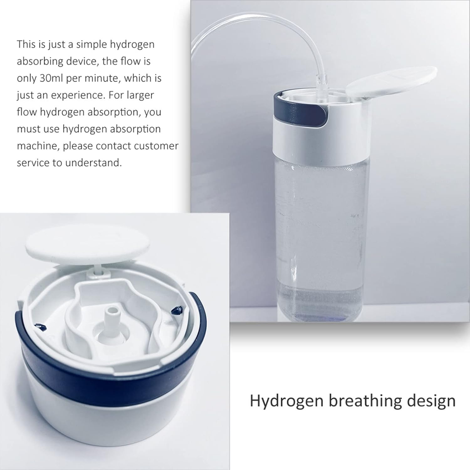 Portable 3-in-1 Hydrogen Water Bottle Generator with SPE & PEM Technology Inhaler Universal Mineral Bottle Adapter Up to 3000PPB H2 Concentration for Travel & Daily Drinking 400Ml(Black)