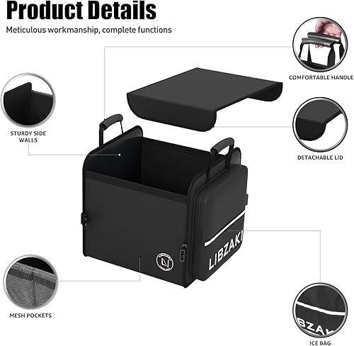 Miniatura 4 de LIBZAKI - Organizador de almacenamiento para maletero, caja de almacenamiento plegable para automóvil, camión, VUD, color negro