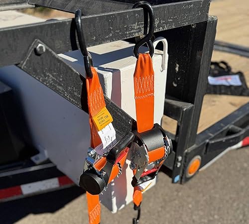 Miniatura 9 de Mytee Products - Correas de trinquete retráctiles de 1 x 12 pulgadas con gancho en S revestido, para motocicletas, cuatrimotos o bicicletas Amarre