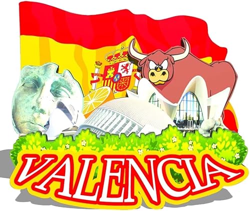 Imán de madera para nevera, diseño 3D de España, Valencia, recuerdos coleccionables, decoración hecha a mano, 88