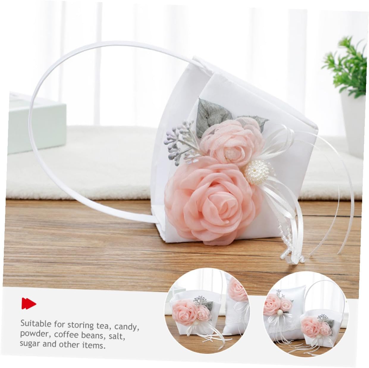 Wedding Handheld Bride Flower Basket Small Fabric Basket with Handle for Flower Girl Petals Storage at Weddings and Ceremony Supplies