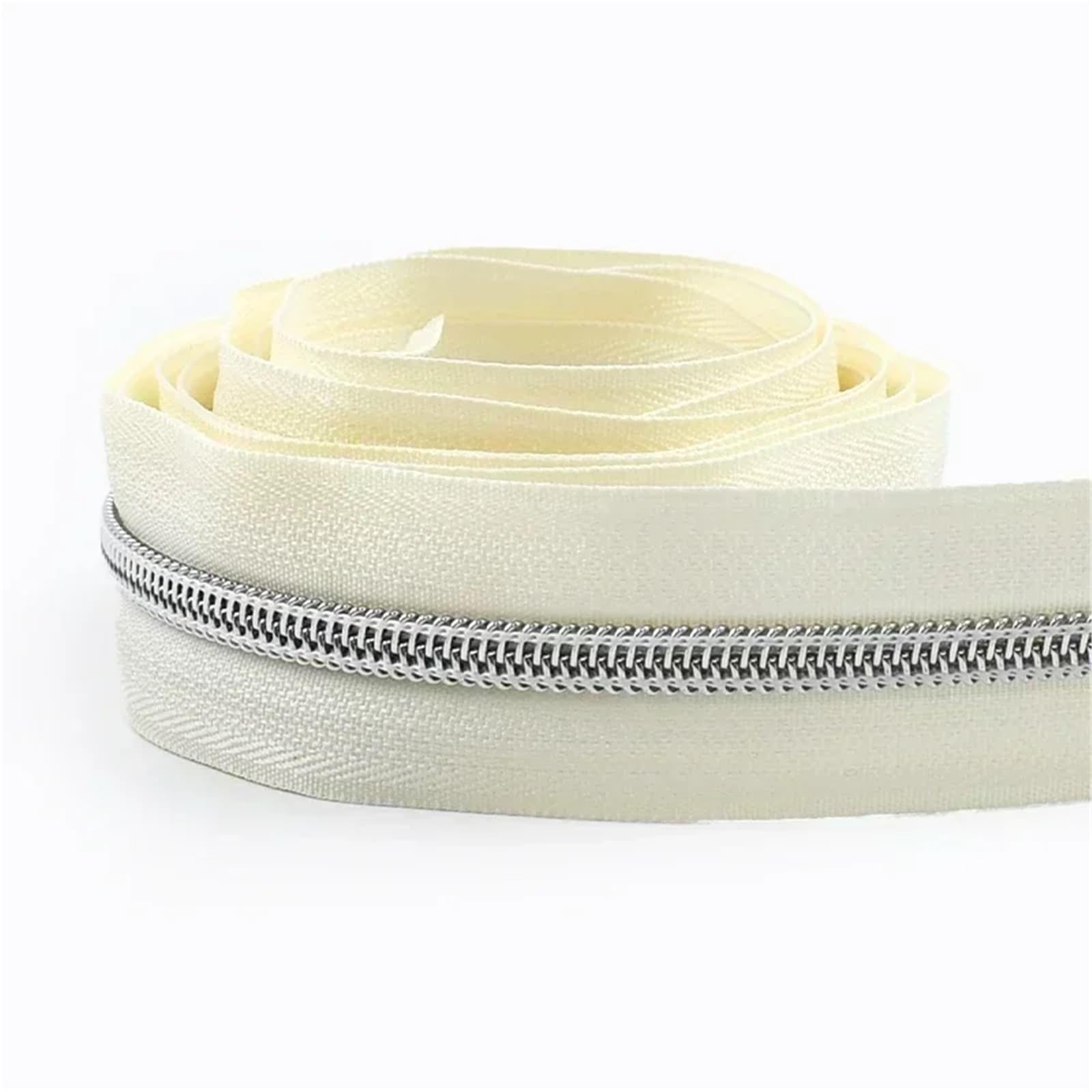 Two Way Zipper 2pc Silver 5# Nylon Zipper Tapes 1-5M Zippers Continuous Zip Roll Garment Repair Closure Zips Sewing Accessories(80,3.0Meters)