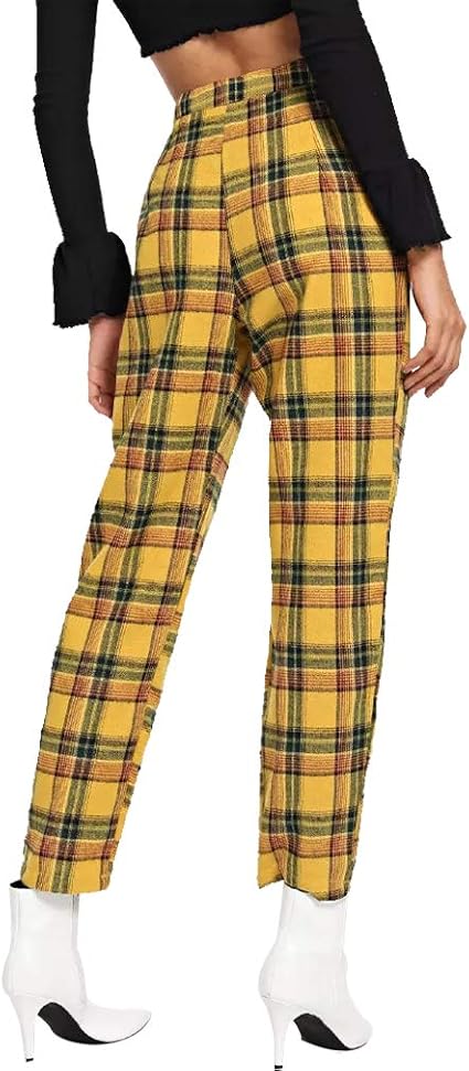 Tasty Life - Pantaloni da donna a quadretti gialli, con coulisse estiva, da  donna, in cotone, a quadri, alla moda Giallo M : Amazon.it: Abbigliamento