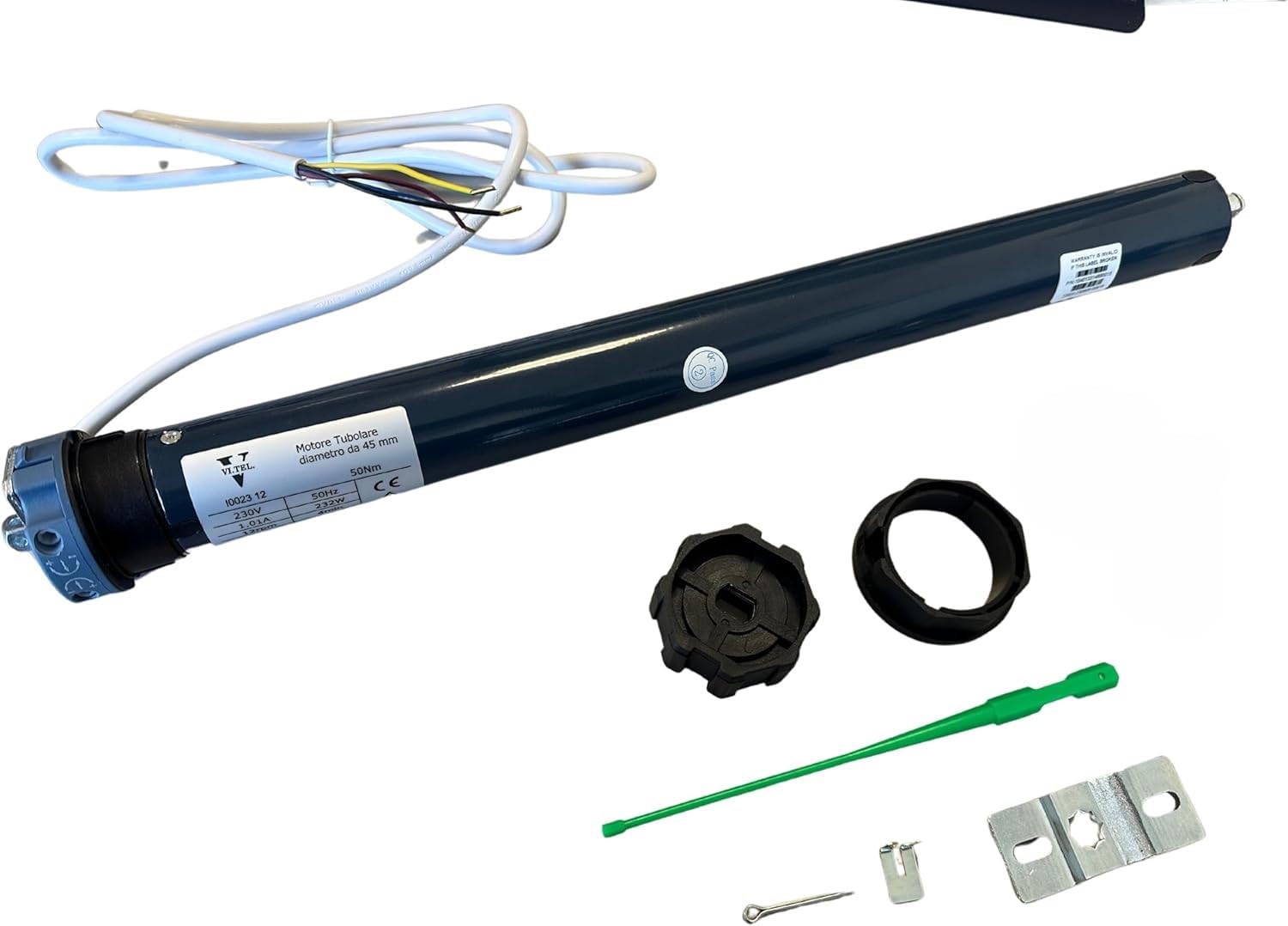 VI.TEL. Motore per tapparelle elettriche avvolgibili da 50 Nm - 100 Kg con STAFFA DI SUPPORTO ED ACCESSORI INCLUSI. Automazione avvolgimento tapparella