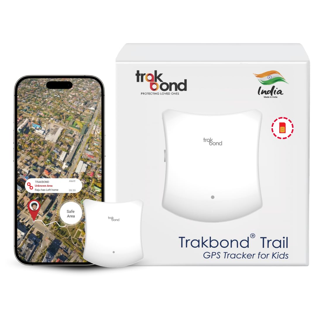 Trakbond Trail - Ultra-Compact Wireless GPS Tracker for Kids, Special Needs Individuals, Pets, and Luggage | Preinstalled Sim Card | Android & iOS App - White