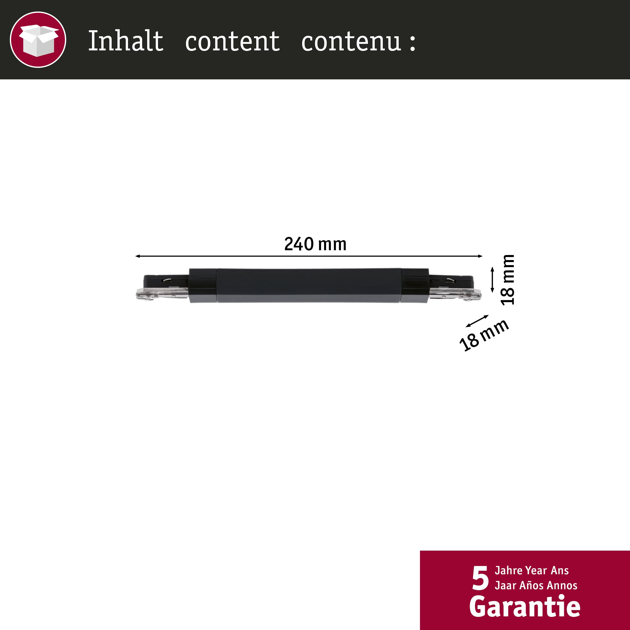 Paulmann 95673 URail Schienenadapter Zigbee 3.0 Dimm/Switch 240x21 mm max. 50W Chrom matt