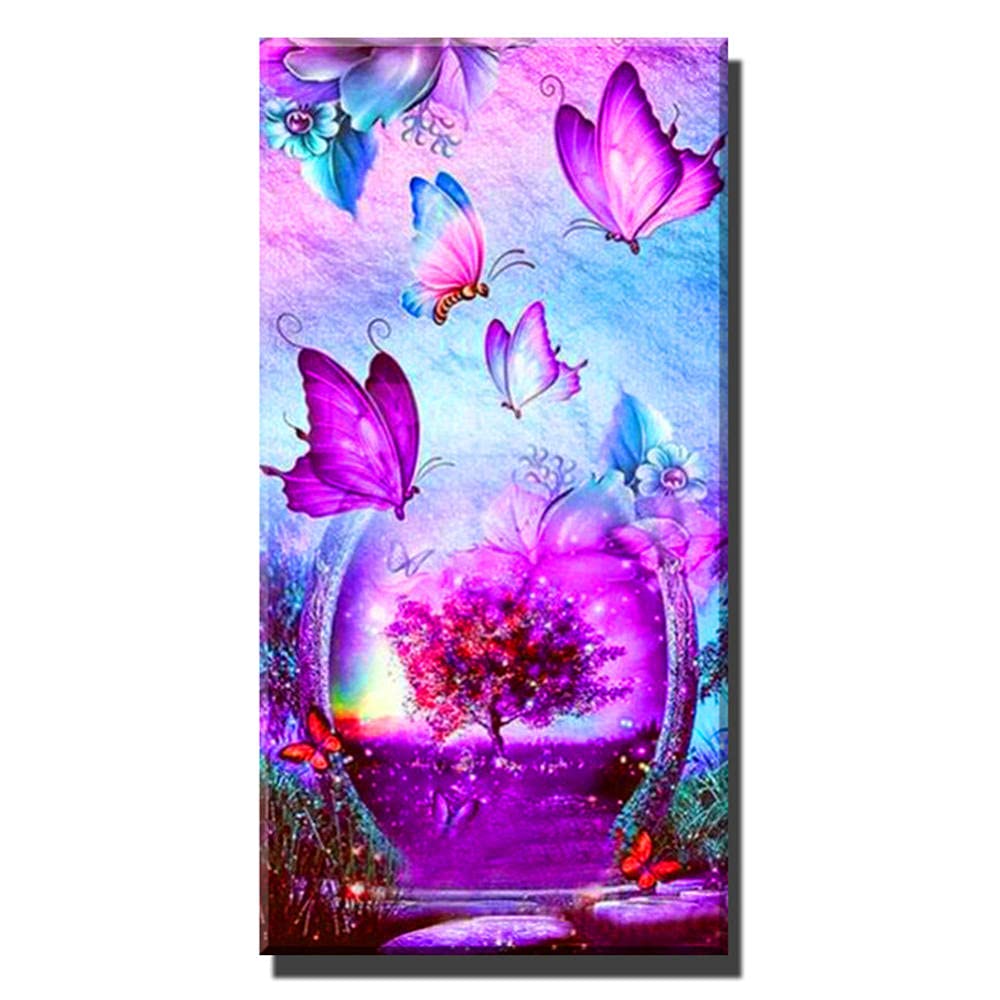 Peinture diamant papillon 60x120 cm pour sublimer la décoration murale du salon