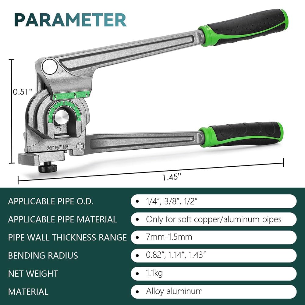 Strumento Piegatura Tubi HVAC Piegatubi 3 In 1 Professionale - Per Tubi Rame E Alluminio 1/4", 3/8", 1/2", 180 Gradi Piega Tubi Rame Condizionamento