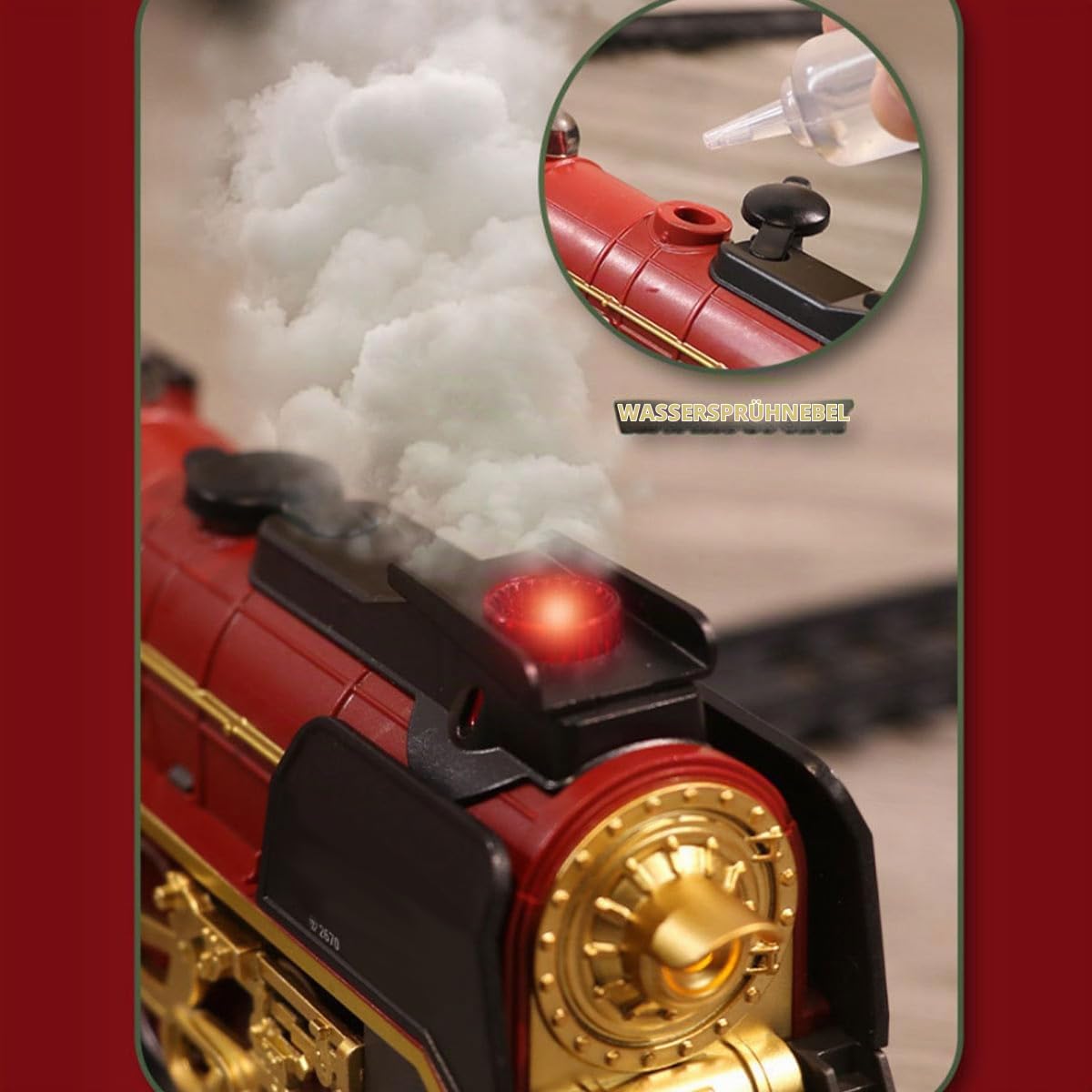 Modelleisenbahnset Für Erwachsene, Vintage Weihnachtszugset Mit Licht, Dampf Und Rauch – Ovalbahn Modelleisenbahn Mit Wagen Für Die Weihnachtsdekoration