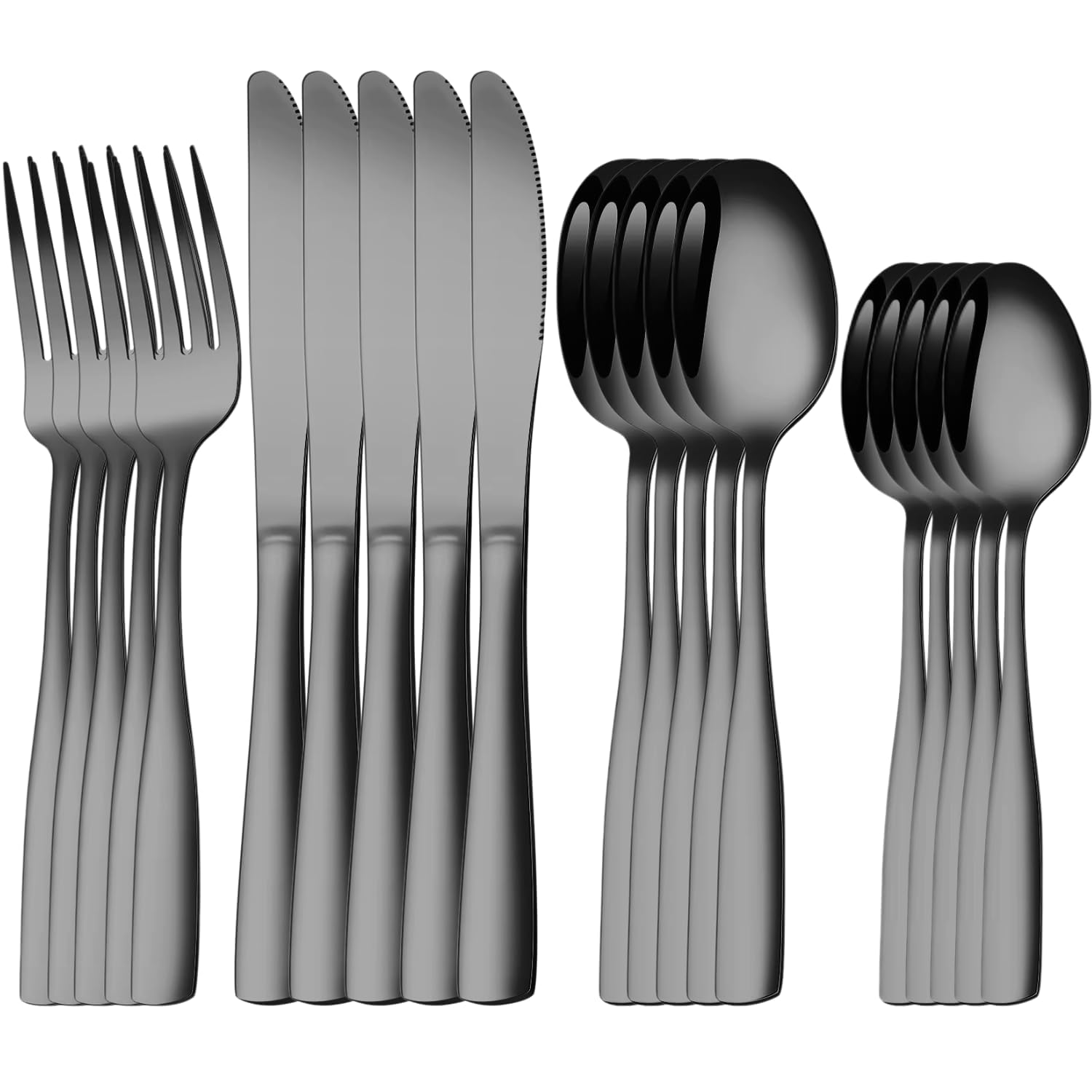 Naidev Silverware Set for 5, 20-Piece 18/10 Stainless Steel Flatware Set,Forged Cutlery Set Matte Finish for Home,Restaurant and Parties, Dishwasher Safe.
