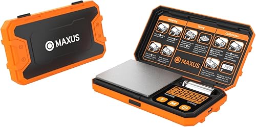 Miniatura 8 de MAXUS Báscula digital de gramo de 17.64 oz x 0.00 oz con USB y alimentación de batería, báscula de bolsillo de precisión con peso de calibración de