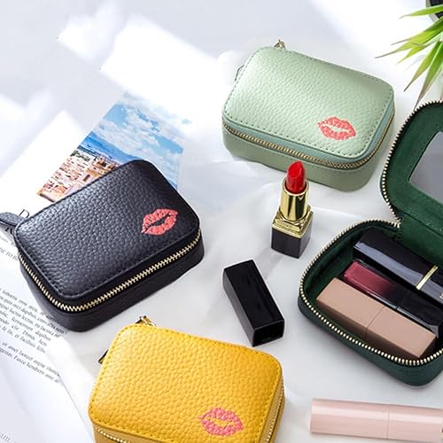 Miniatura 8 de Kichvoe Estuche de cuero para lápiz labial, lindo soporte para lápiz labial, mini bolsa de maquillaje de cuero, bolsa de almacenamiento portátil