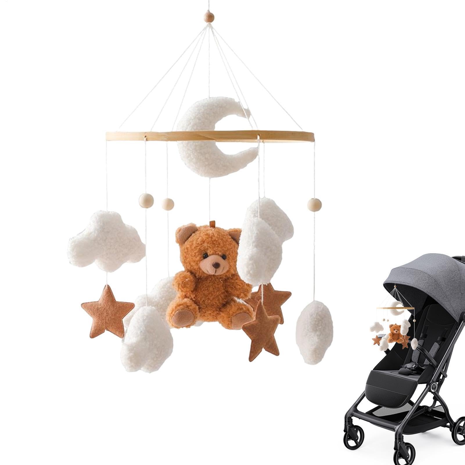 Móvil para Cuna Romántico, Estético Juguete Sensorial, Colgable, Estético | Móvil de Cuna Infantil con Oso, y Estrella Dormitorio, Salón, Pared, Ventana, Techo, Niños, Niñas,