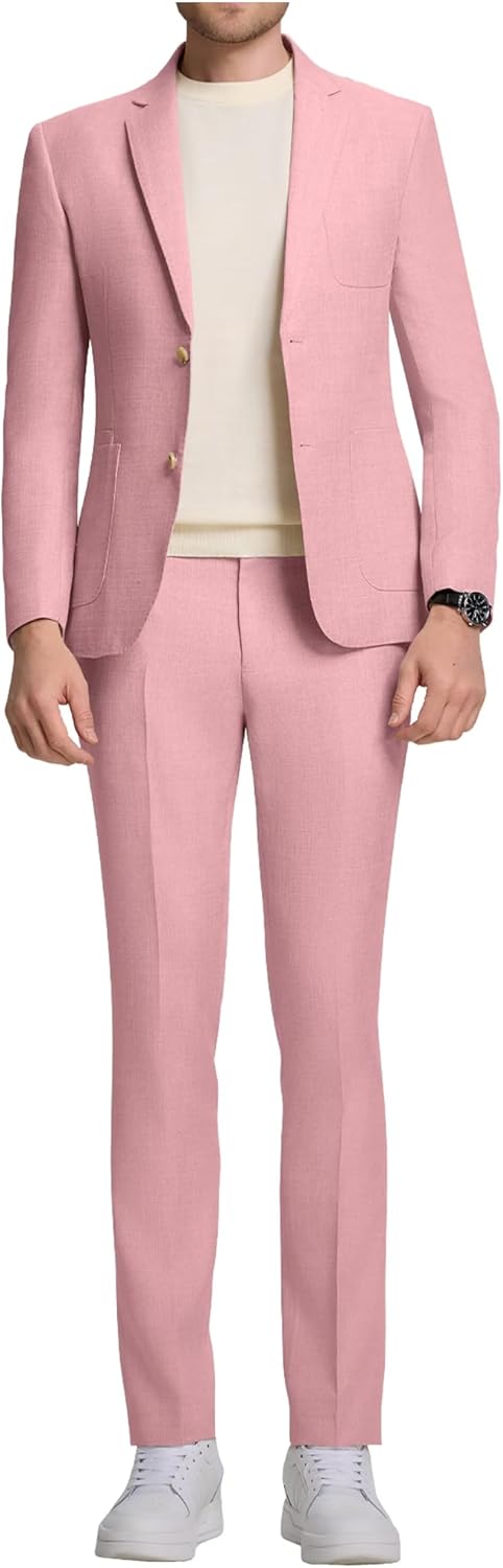 Men's Suit Slim Fit 2 Piece Suits for Wedding Prom Casual Suit Jacket Pants Lightweight Tuxedo Suits