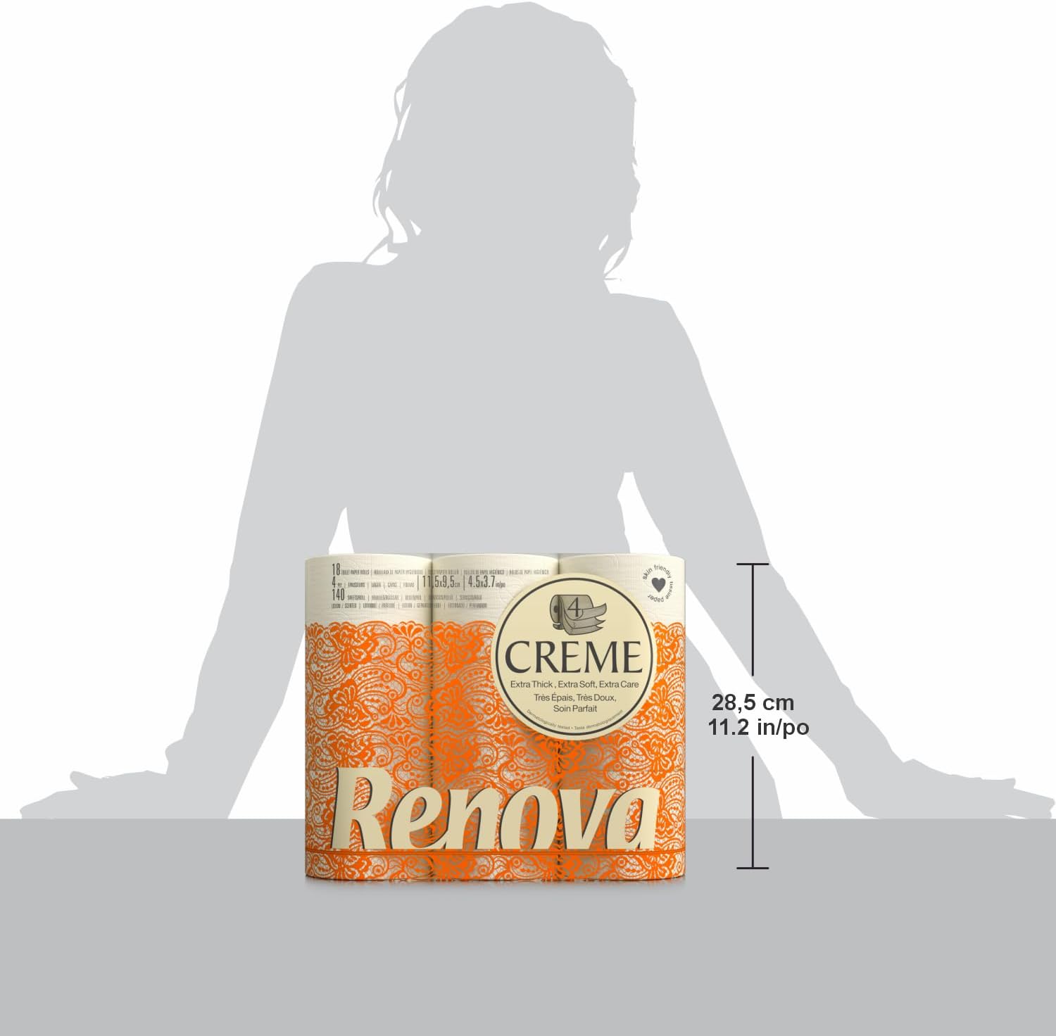 Renova Cream Toilet Paper - 18 Rolls