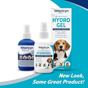 Vetericyn Plus Dog Wound Care Hydrogel Spray | Healing Aid and Wound Protectant, Sprayable Gel to Relieve Dog Itchy Skin, Safe for All Animals. 3 Ounces