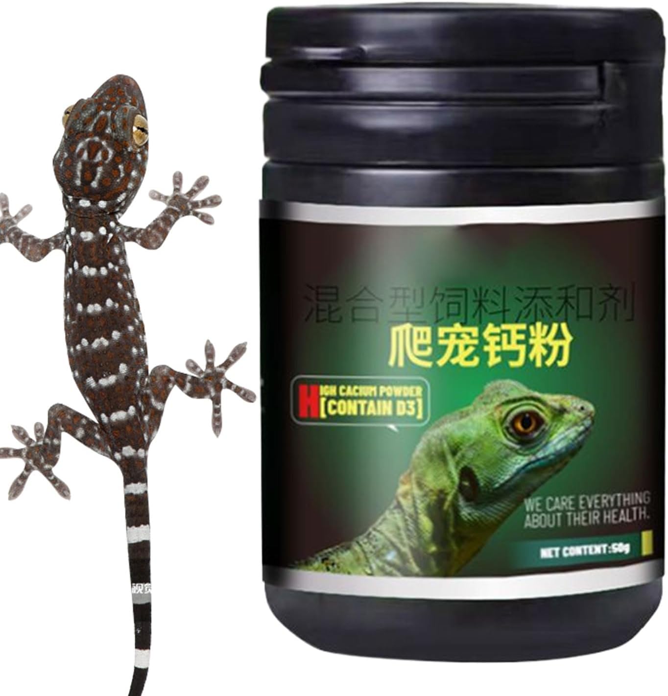 Dtaigou Reptile Calcium Powder,Supplement for Gecko – Daily Reptile Calcium Powder with Spoon for Gecko, Chameleon, Bearded Dragon, Calcium
