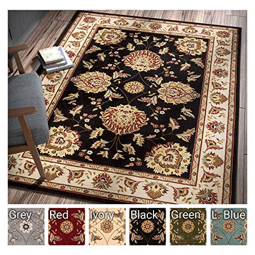 Sultan Sarouk Black Persian Floral Oriental Formal Traditional 3X12 (2'7" X 12') Runner Rug Stain/Fade Resistant Contemporary Floral Thick Soft Plush Hallway Entryway Living Dining Room Area Rug #TOP1
