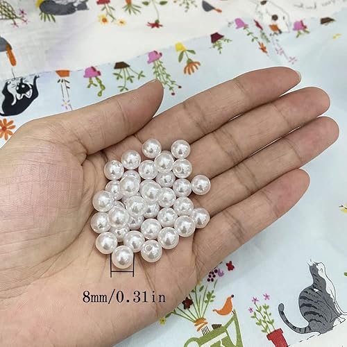Miniatura 2 de Jmassyang 400 cuentas redondas de satén de 0.315 pulgadas (0.315 in), perlas de plástico para manualidades, perlas sueltas con agujeros para hacer