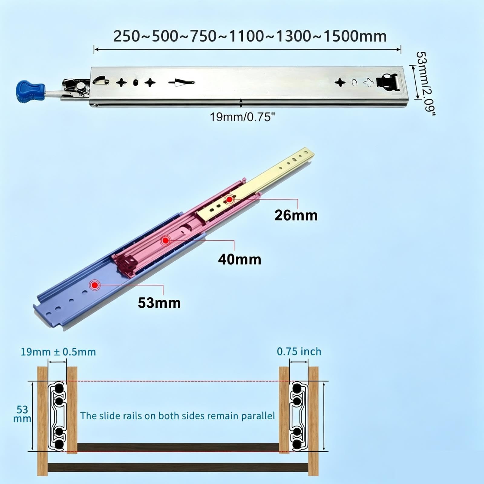 Guide For Cassetti A Montaggio Laterale, Guide For Cassetti Con Cuscinetti