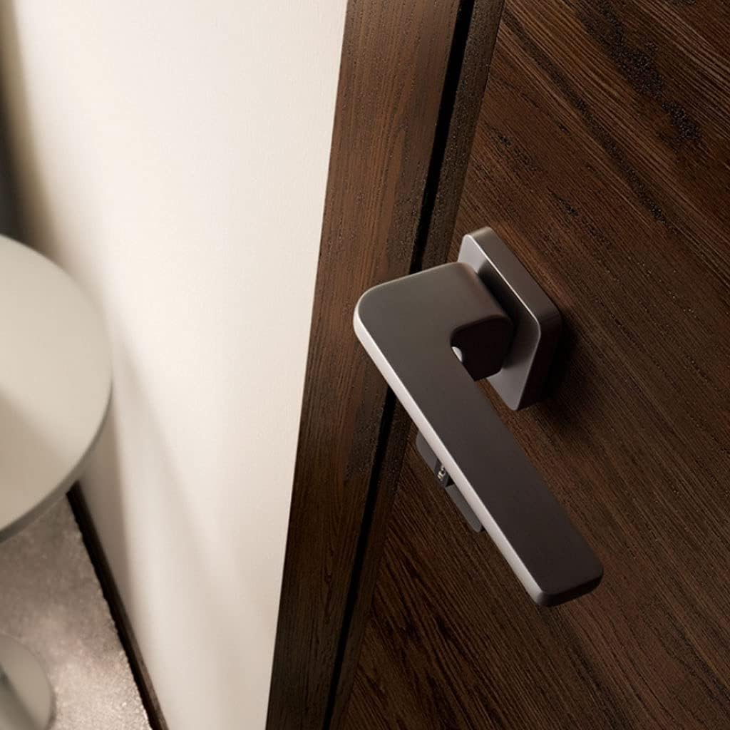 Door Knob Lever Mute Magnetic Door Lock Door Levers Door Handle with Key for Bedroom Or Bathroom Study Indoor Passage Corridor Door Lock with Handle (Color : Gray+Leer Hinge 3 Pack)