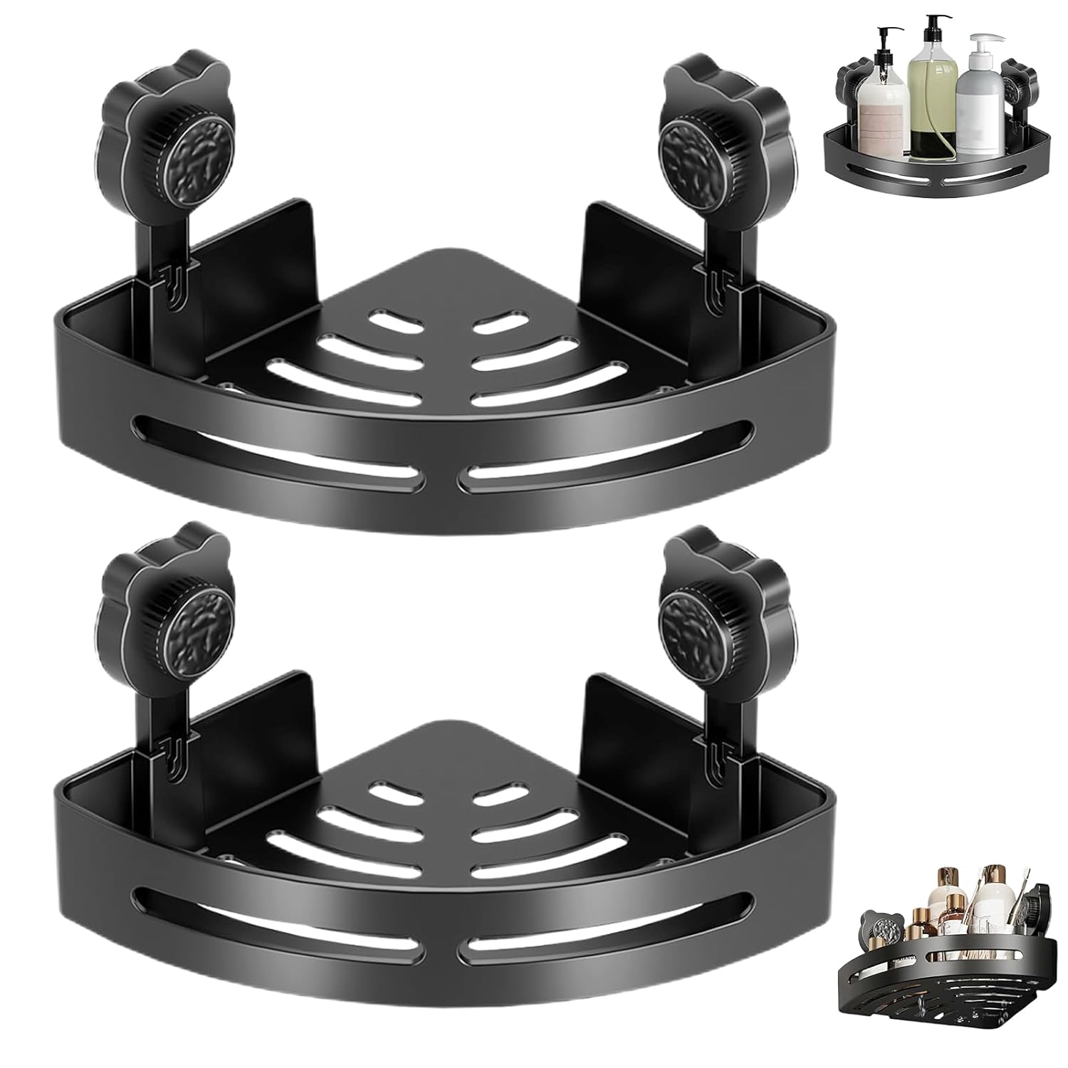 Corner Shower Caddy 2 Pieces Adhesive Shower Shelves No Drilling Bathroom Storage Shelves With Suction Cup Triangle ShowerHolder