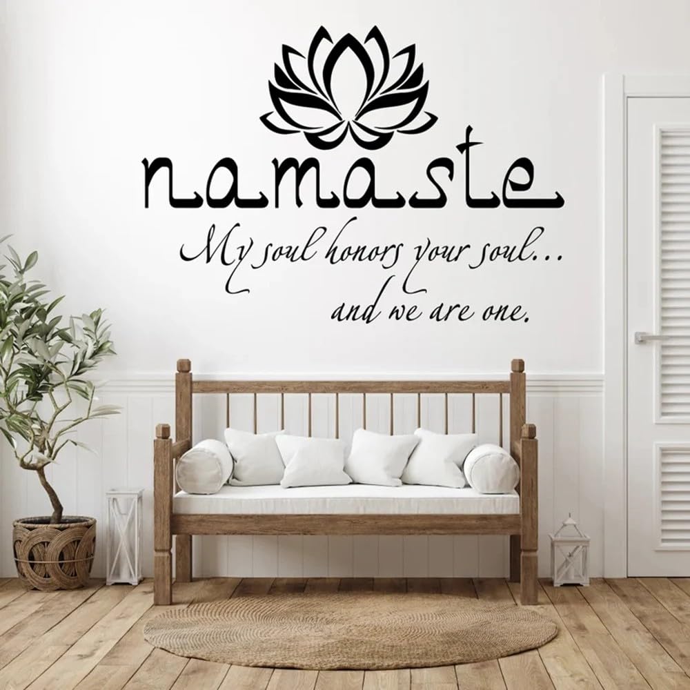 Wall Decal Quote Vinyl Sticker Quote We are One - Flower Wall Sticker Yoga Studio Home Decor Mural 42X25CM