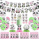 KEFAN Panda Birthday Party Decorations for Girls, Cute Cartoon Panda Birthday Party Supplies includi