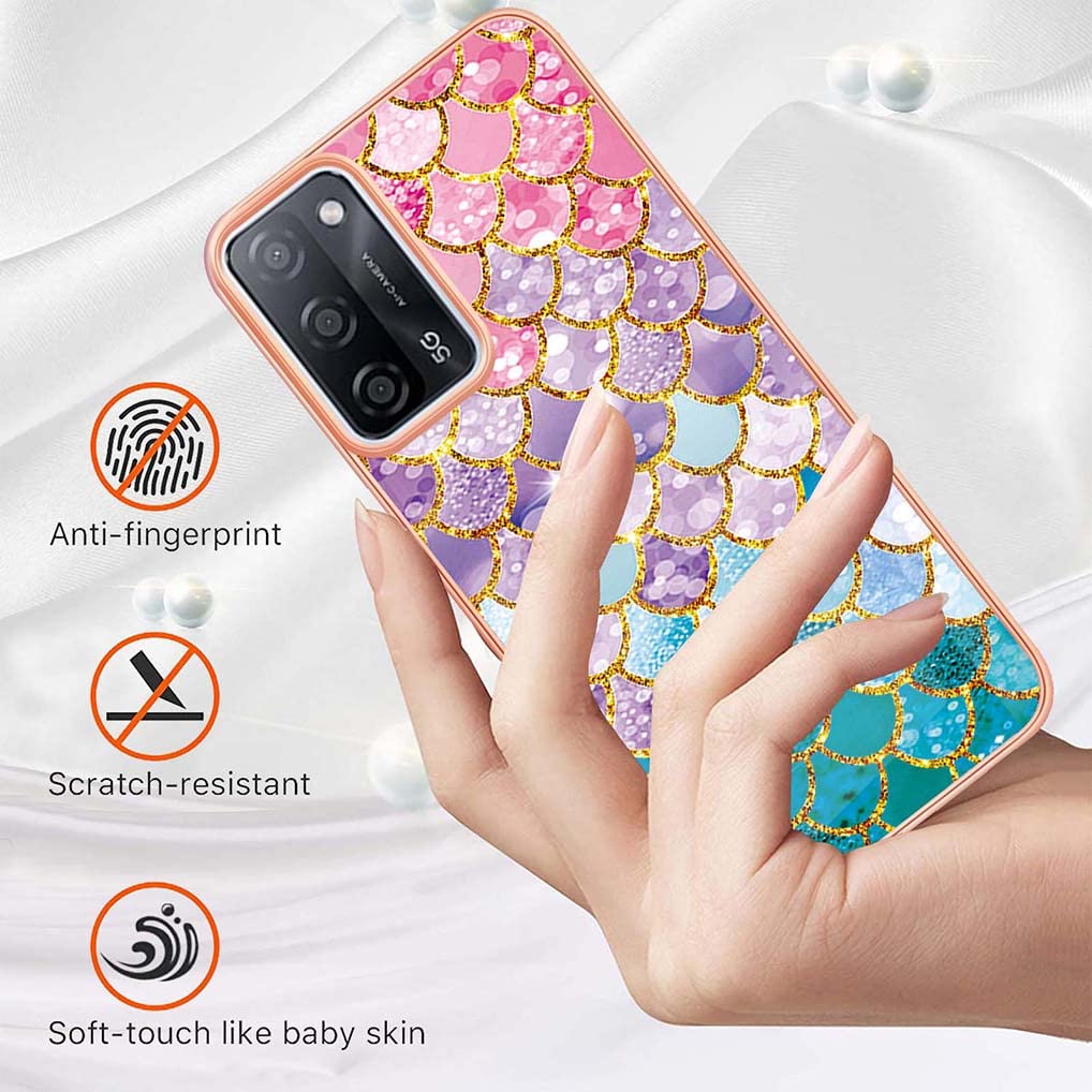 ILING Liquido Silicone Cover per OPPO A16 / OPPO A16s / OPPO A54s, Elegante Floreale e Simpatico Animato Motivo Ragazze Custodia, Ultrasottile Morbido TPU Bumper Antiurto Matte Case (Porpora Q04