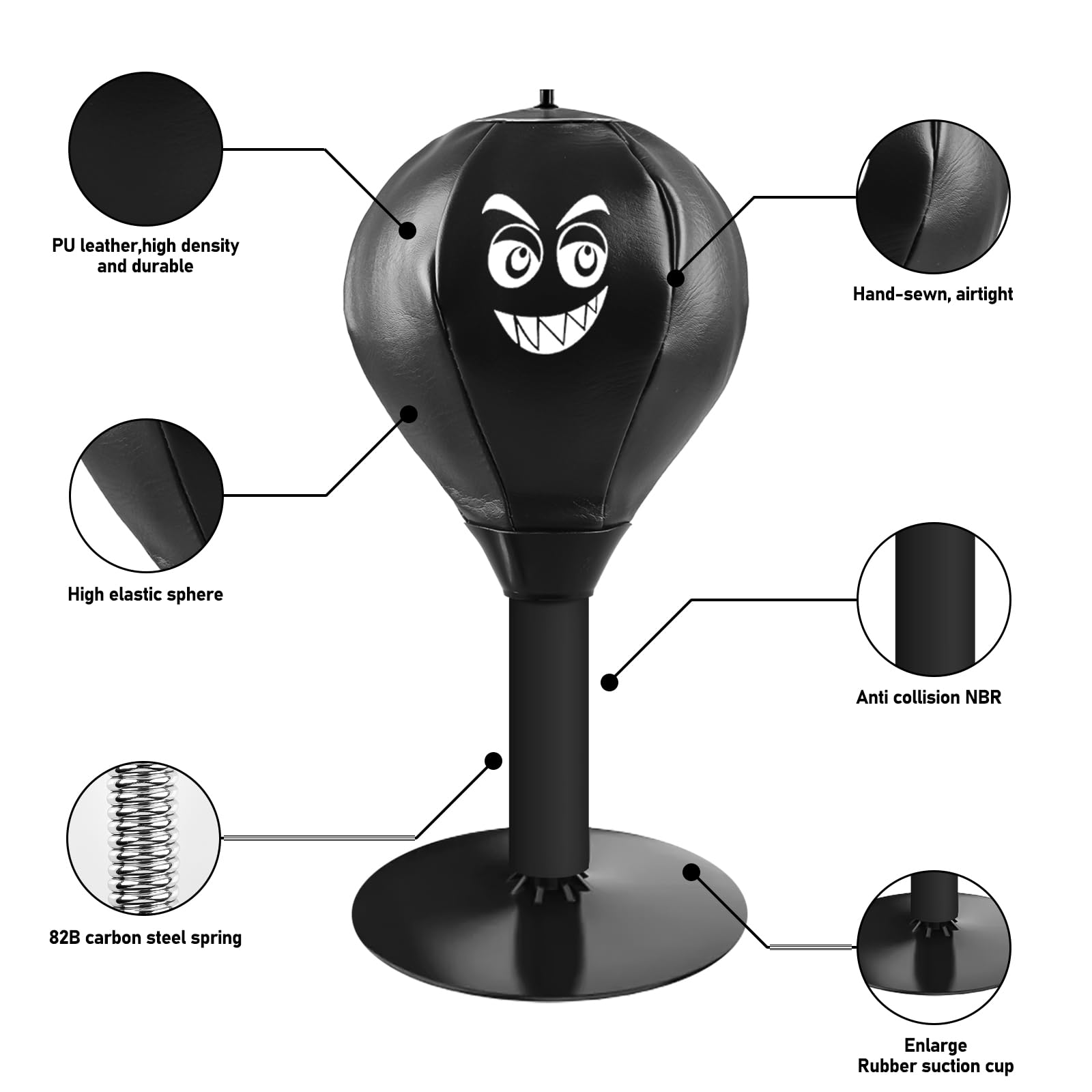 Tech Tools Stress Buster – Sac De Frappe De Bureau Fixé Par Ventouse, Balle Anti-Stress Résiliente, Cadeau Amusant Pour Patron Ou Collègue