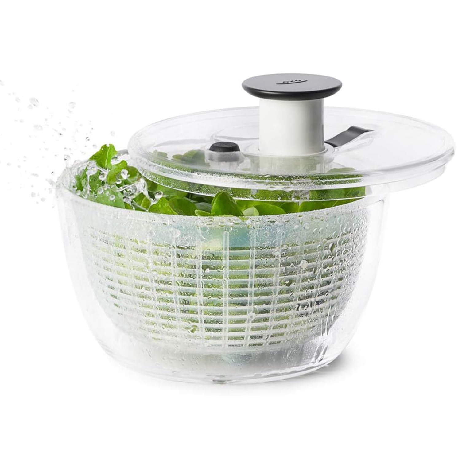 OXO オクソー サラダスピナー 野菜水切り器 小 丸型 2~3人分 一人暮らし 20.5×20.5×12cm 食器洗い乾燥機(低温設定)可
