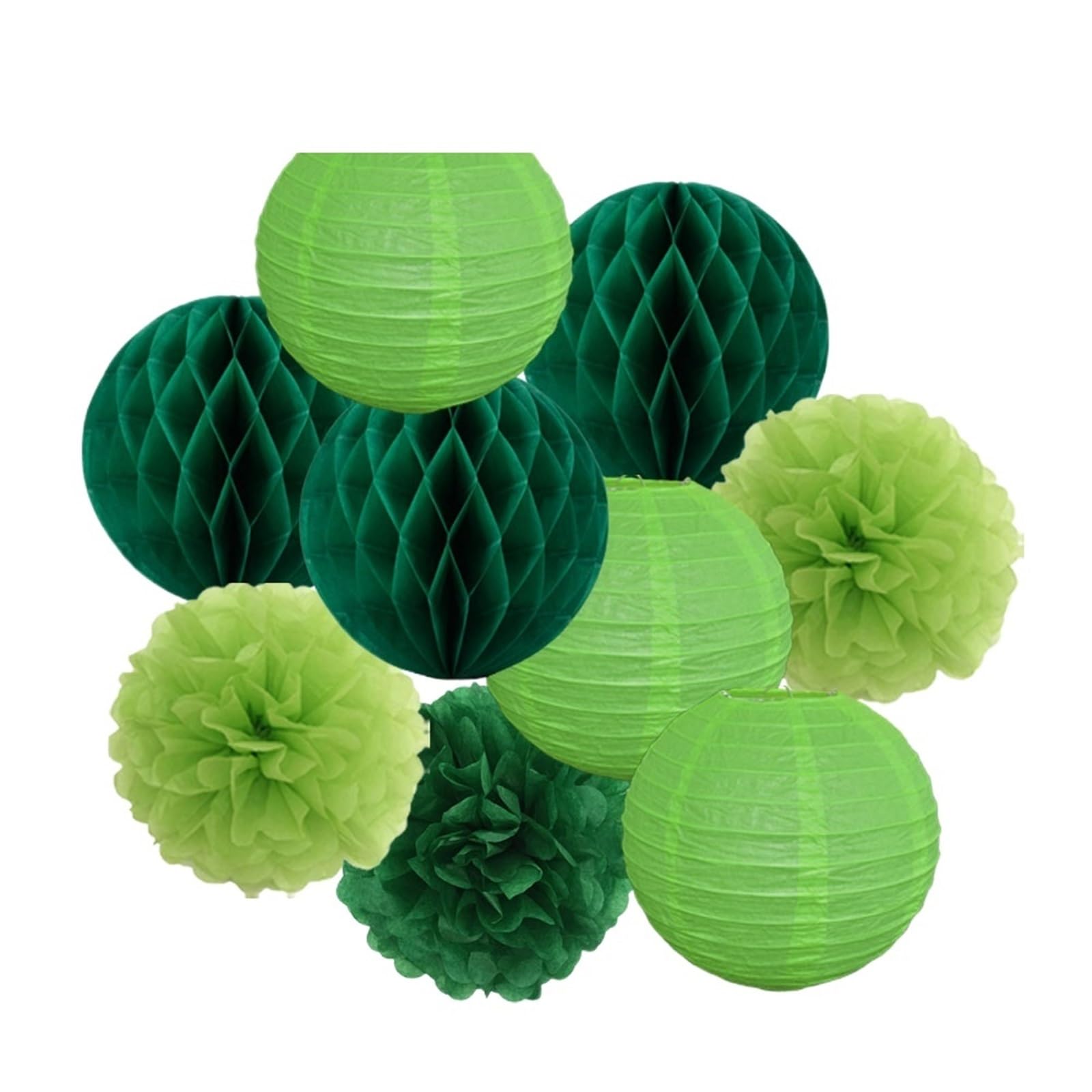 Paper Lanterns Wedding Party Favor Hanging Round Paper Lantern 6" 8" 10" 12" Baptism Birthday Holiday Decor(Green Set,8inch(20cm))