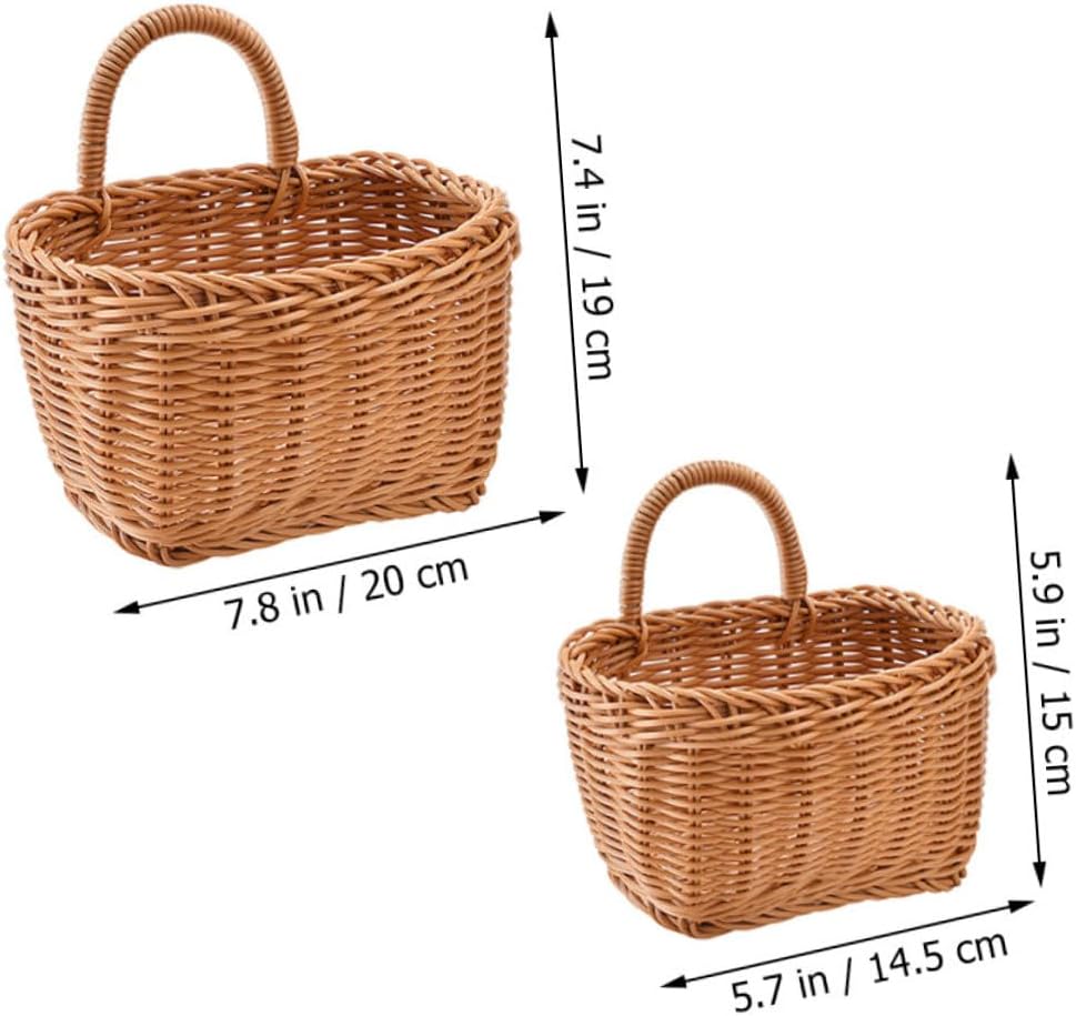 Mobestech 6pcs Wall Hanging Basket Stylish Woven Storage Baskets for Garlic Ginger Fruits Flowers Wall Decor for Kitchen Pantry Home Organization
