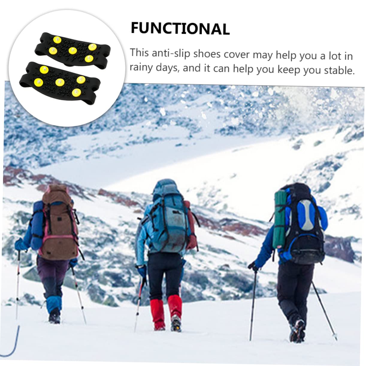 GALPADA 2sets Outdoor - Shoe Grippers Crampons of Lightweight Ice Traction Spikes for Hiking Climbing Grass Footwear Accessories