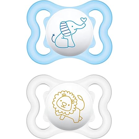 MAM Mini Air Pacifiers (2 Pack, 1 Sterilizing Pacifier Case), MAM Sensitive Skin Pacifier 0-6 Months, Best Pacifier for Breastfed Babies, Baby Pacifiers, Designs May Vary