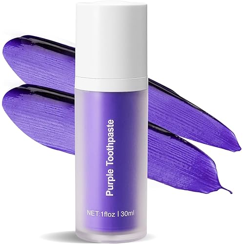 Purple Toothpaste for Teeth Whitening, Teeth Whitening Toothpaste, Tooth Stain Removal, Tooth Stain Removal Colour Corrector - 1 Fl Oz (Pack of 1)