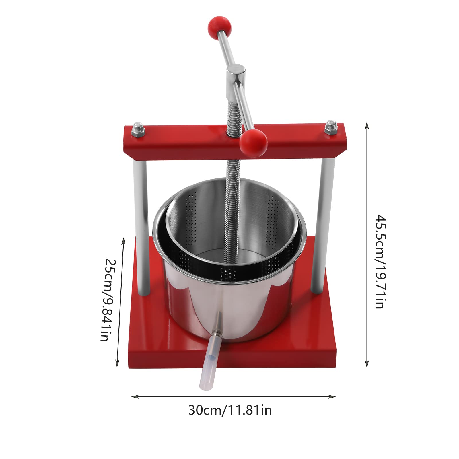 Fruit Wine Press 6L/1.6gal Grape Press for Wine Making Wine Press Machine w/Dual Stainless Steel Wine Cheese Fruit Vegetable Press w/Non-Slip Ball Handle,Cheese Herb Fruit Wine Manual Press Machine