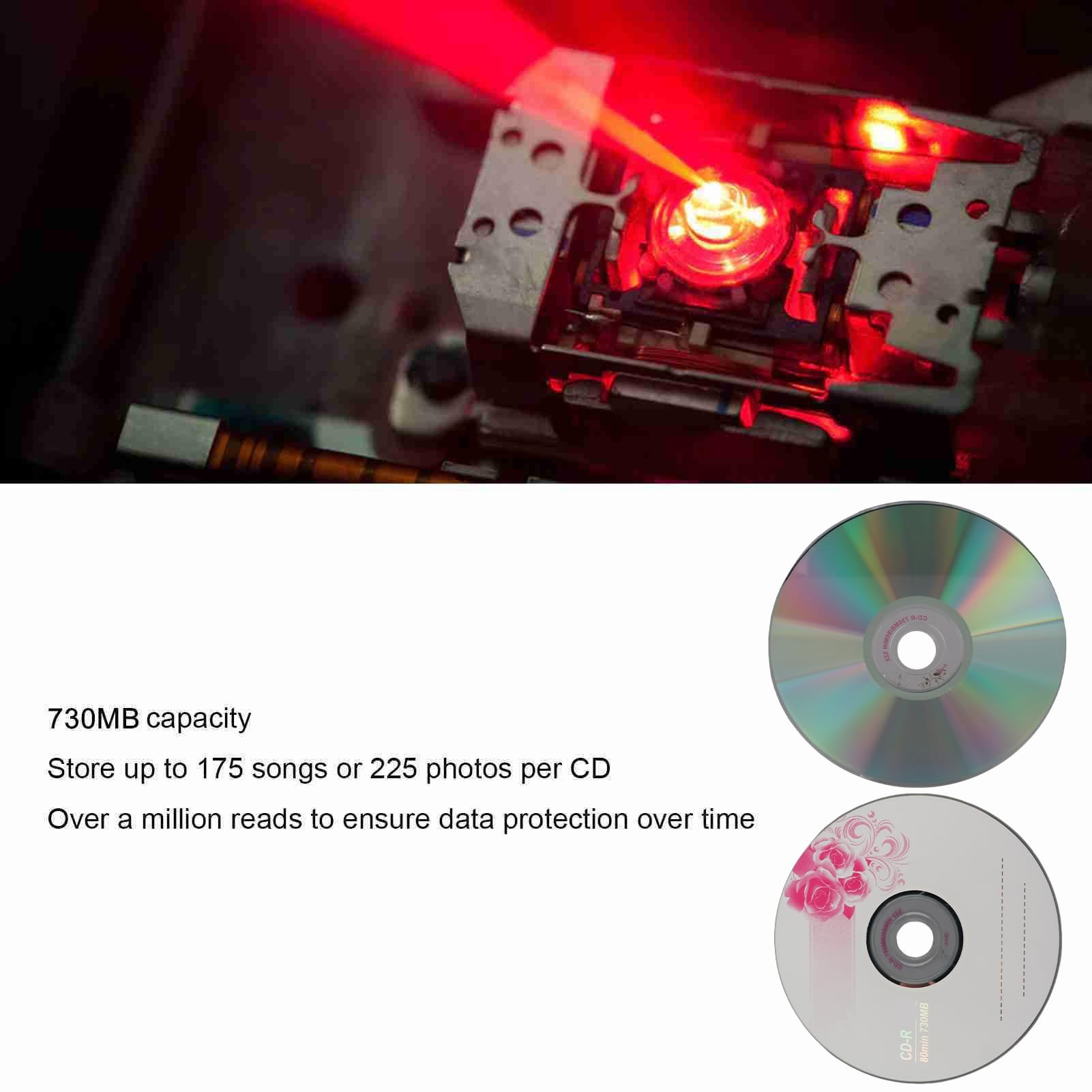 Amazon | 書き込み可能な CD R ブランクディスク、52 倍速、730 MB