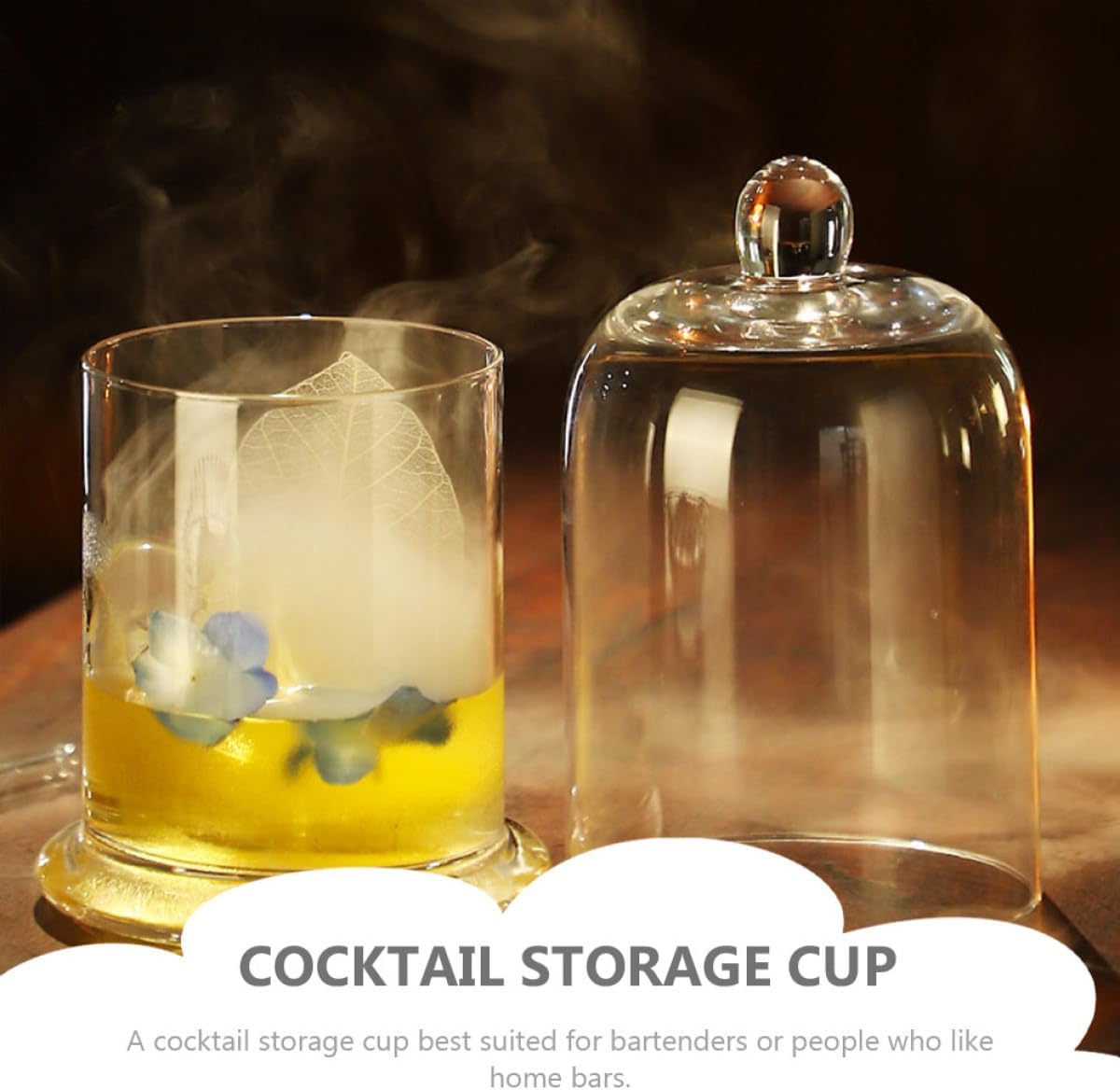 FUOYLOO Cocktail Glass with Smoke Dome 400ml Glassware Set Wine Glass Beverage Holder for Party Bar Entertaining